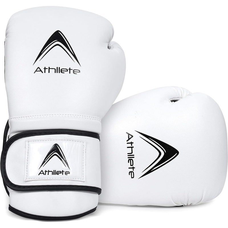 Athllete Men's Boxing Gloves, 12oz Black/White, Sparring & Heavy Bag Training - Image 1